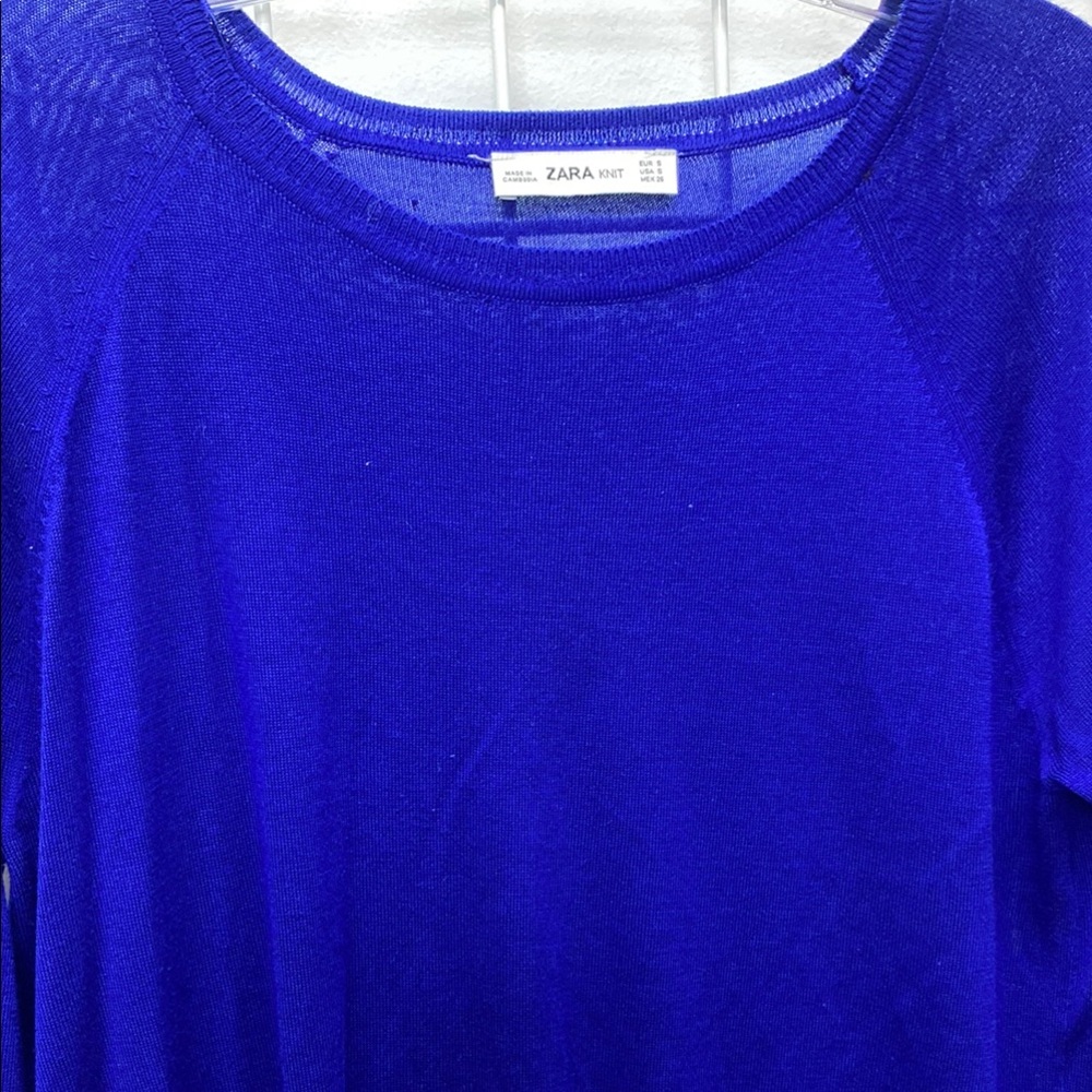 Zara Blue Blouse Long Sleeve Top
